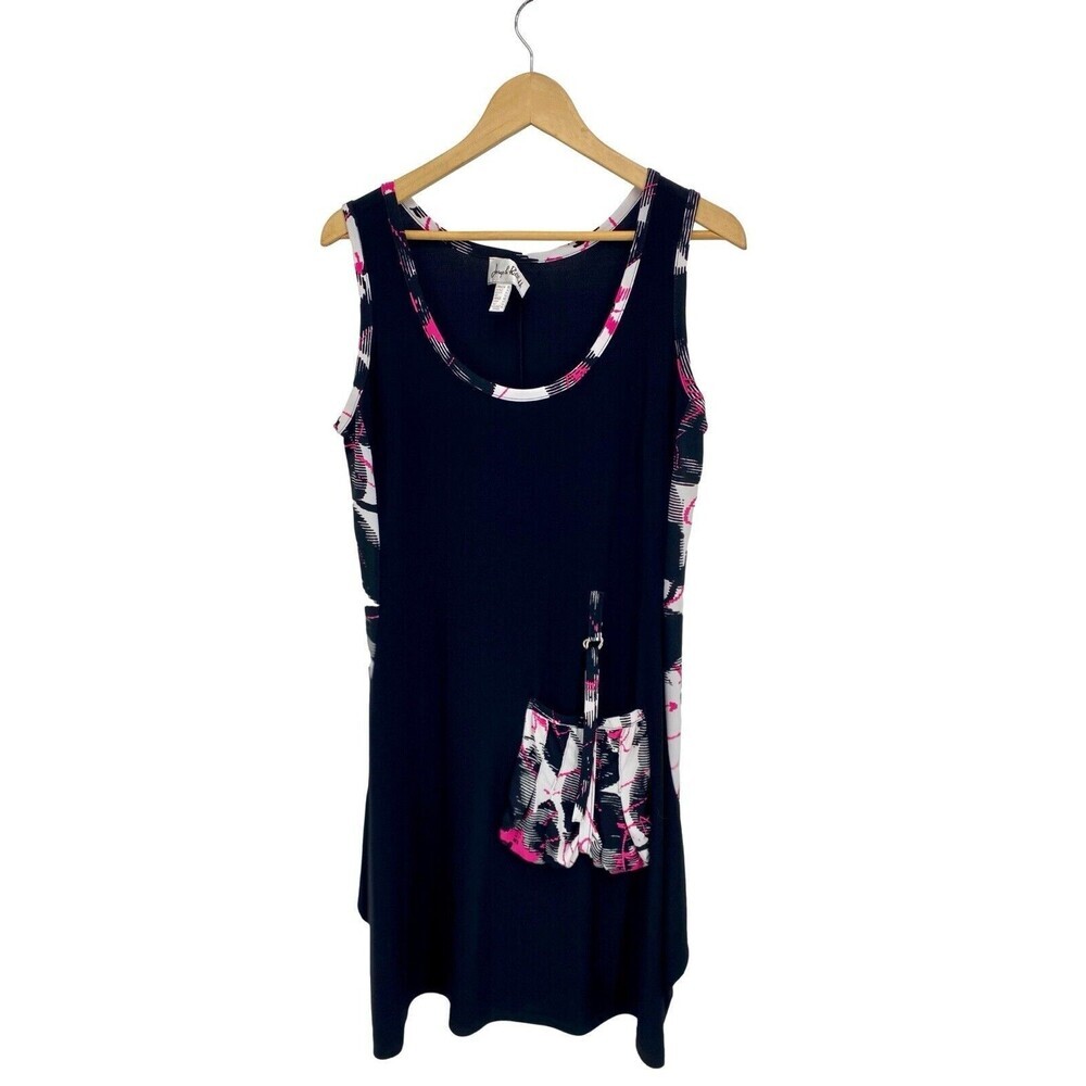 Joseph Ribkoff Unique‎ Black Multi Sleeveless Dress With Slouchy Patch Pocket 12
